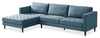 Metro 2-Piece Left-Facing Fabric Sectional with Chaise and Tufted Seat Cushions - Denim Blue | Sofa sectionnel de gauche Metro 2 pièces en tissu avec fauteuil long et coussins de siège capitonnés - bleu denim
