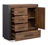 Scott Living Dante Bedroom 4-Drawer Chest with Storage Cabinet, 46"W x 45"H - Brown | Scott Living Commode verticale Dante de 46 po (L) x 45 po (H) à 4 tiroirs avec armoire de rangement pour la chambre à coucher - brune
