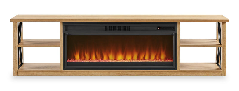 Wendel 80\" Electric Fireplace Tv Stand with Storage for TVs up to 85\" – Natural Oak 