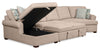 Scott Living Haven 3-Piece Right-Facing Chenille Fabric Cuddler Sleeper Sectional with Storage - Taupe | Sofa-lit sectionnel enveloppant de droite Haven de Scott Living 3 pièces en tissu de chenille avec rangement - taupe