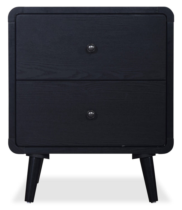 Milan 6pc Bedroom Set with Bed, Dresser, Mirror & Nightstand, Mid-Century Modern, Black - Queen Size