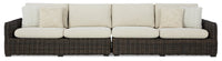 Halifax 2-Piece Outdoor Patio Set with Right & Left Facing Loveseats, UV & Weather Resistant - Beige/Brown