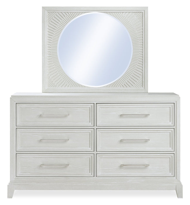 Vida 6pc Bedroom Set with Panel Bed, Dresser, Mirror & Nightstand, Sand - Queen Size