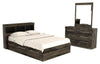 Riley Mates Bed 5pc Set with Bookcase Headboard, Dresser & Mirror, Grey - Full Size | Ensemble lit matelot Riley 5 pièces avec tête de lit bibliothèque, commode et miroir, gris - format lit double