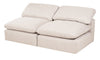 Eclipse Modular 5-Piece Linen-Look Fabric Sectional with Reversible Feather Down Cushions - Linen White | Sofa sectionnel modulaire Eclipse 5 pièces en tissu d’apparence lin avec coussins réversibles en duvet et plumes - blanc lin