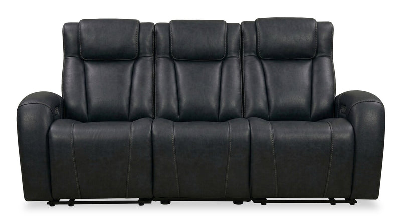 Shaquille O’Neal Home Titan 92\" Genuine Leather Power Reclining Sofa with Shaq-o-pedic Comfort – Black