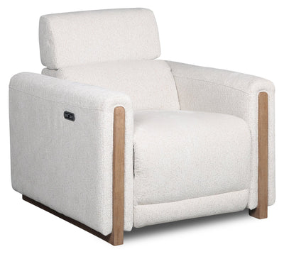 Sable 38" Chenille Fabric Power Reclining Chair with Power Headrest and USB Port - Alabaster White | Fauteuil à inclinaison électrique Sable de 38 po en tissu de chenille avec appuie-tête électrique et port USB - blanc albâtre
