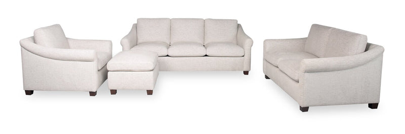 Mallie 84\" Chenille Fabric Sofa with Rolled Arms and Wood Legs - Shell White