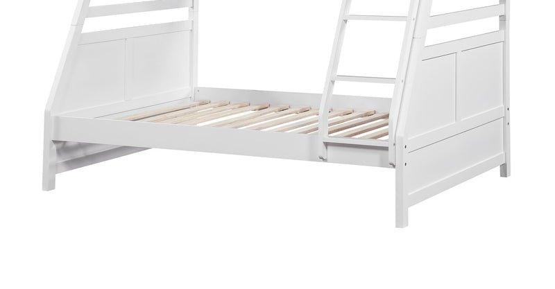 Quinn Bunk Bed with Ladder & Guard Rail for Kids, White - Twin/Full