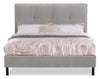 Amos Upholstered Platform Bed Base in Grey Fabric - Queen Size | Base de lit plateforme Amos rembourrée en tissu gris - format grand lit