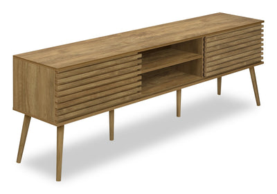 Gemma 72" Rustic TV Stand with Storage and Cable Management for TVs up to 80"- Brown | Meuble pour téléviseur rustique Gemma de 72 po avec rangement et système de gestion des câbles pour téléviseurs jusqu’à 80 po - brun