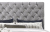 Candace Upholstered Bed in Velvet Grey Fabric, Button Tufted - King Size | Lit rembourré Candace en tissu de velours gris avec capitonnage à boutons - format très grand lit