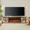 Wendel 80" Electric Fireplace Tv Stand with Storage for TVs up to 85" – Natural Oak  | Meuble pour téléviseur Wendel de 80 po avec foyer électrique et rangement pour téléviseurs jusqu’à 85 po - chêne naturel