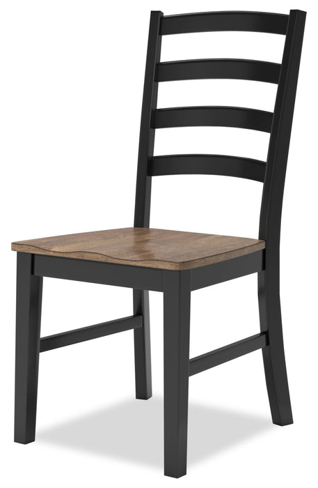 Raven 6pc Dining Package with 60-78\"W Extension Table, Bench & 4 Chairs - Two-Tone Black & Brown