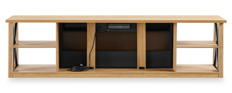 Wendel 80\" Electric Fireplace Tv Stand with Storage for TVs up to 85\" – Natural Oak 