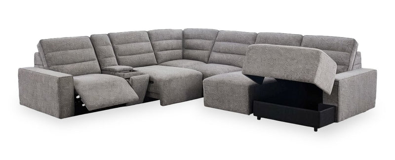 Shaquille O’Neal Home Prestige 7-Piece Right-Facing Sectional with Power Reclining and Power Sliding – Grey