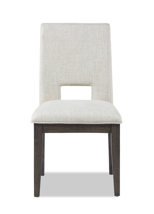 Zelda Dining Chair with Chenille Fabric - White & Espresso Brown