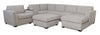Vault 6-Piece Right-Facing Sectional with Sofa Bed Loveseat, Three Storage Chairs and Storage Chaise - Grey | Sofa sectionnel de droite Vault 6 pièces avec causeuse-lit, 2 fauteuils de rangement et fauteuil long de rangement - gris