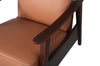 Aydin 27.5" Genuine Leather Pushback Reclining Accent Chair with Wood Armrests and Legs - Camel Orange | Fauteuil d’appoint à inclinaison par poussée Aydin de 27,5 po en cuir véritable avec accoudoirs et pattes en bois - orange chameau