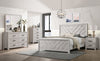Lark Panel Bed with Headboard & Frame, Chevron Pattern, Rustic White - King Size | Lit à panneaux Lark blanc rustique avec tête de lit, cadre et motif de chevrons - format très grand lit