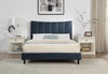 Paseo Platform Bed in Navy Vegan-Leather Fabric - Queen Size  | Lit plateforme rembourré Paseo en tissu de cuir végétalien bleu marine - format grand lit