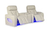 Zen 3-Piece Leather-Look Fabric Home Theatre Power Reclining Sectional with Massage and Storage Console - Apricot | Sofa sectionnel à inclinaison électrique Zen 3 pièces de style cinéma maison en similicuir avec massage et console de rangement - abricot