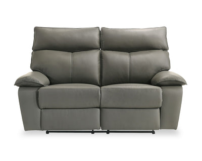 Matteo 64" Genuine Leather Reclining Loveseat - Aviarah Grey | Causeuse inclinable Matteo de 64 po en cuir véritable - gris Aviarah