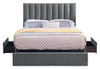 Amos Charcoal Upholstered Storage Bed Base - King | Base de lit de rangement rembourrée Amos anthracite - format très grand lit