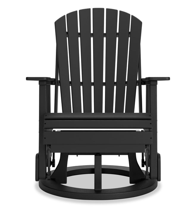 Lake Outdoor Patio Glider Swivel Chair - High Density Plastic, Weather Resistant – Black