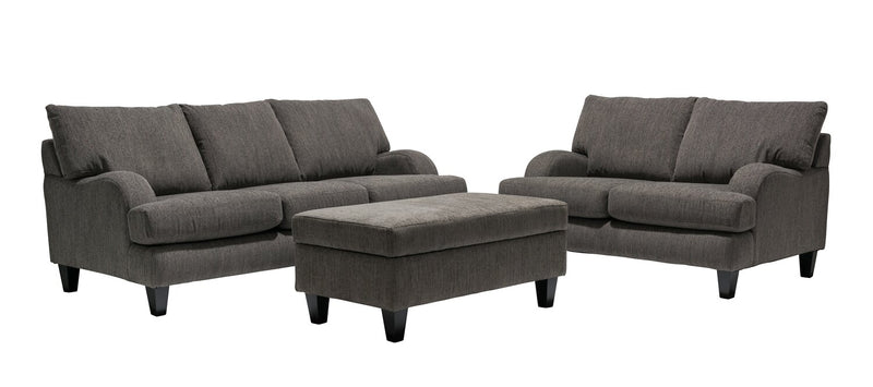 Made in Canada Nofia 44\" Chenille Fabric Storage Ottoman with Wood Legs - Charcoal Grey