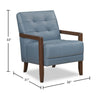 Enzo 26" Genuine Leather Accent Chair with Biscuit Tufting, Track Arms and Wood Legs - Blue | Fauteuil d’appoint Enzo de 26 po en cuir véritable avec capitonnage en biscuit, accoudoirs rectilignes et pattes en bois - bleu