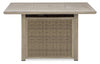 Muskoka Outdoor Patio Fire Pit Table - 50,000 BTU, Resin Wicker, Metal - Beige