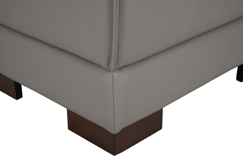 Citadel 3-Piece Left-Facing Top-Grain Genuine Leather Sectional with Wood Legs - Grey