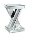 Lydia 12\" Mirrored Accent Table with Crystals - Silver