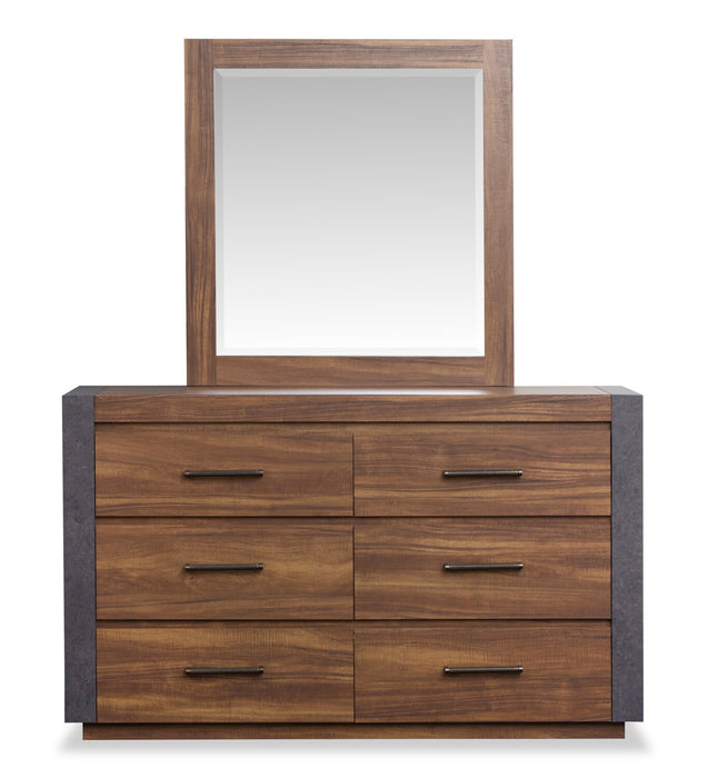Scott Living Dante 6pc Bedroom Set with Bed, Dresser, Mirror & Nightstand, Brown - King Size