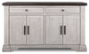 Willow Dining Server with Storage & 2 Drawers, 64"W - Rustic White & Brown | Desserte de salle à manger Willow de 64 po (L) avec rangement et 2 tiroirs - blanc rustique et brune