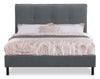 Amos Upholstered Platform Bed Base in Charcoal Fabric - Full Size | Base de lit plateforme rembourrée Amos en tissu anthracite - format lit double
