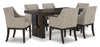 Metro Dining Arm Chair with Polyester Fabric - Beige & Brown | Chaise de salle à manger à accoudoirs Metro en tissu de polyester - beige et brun