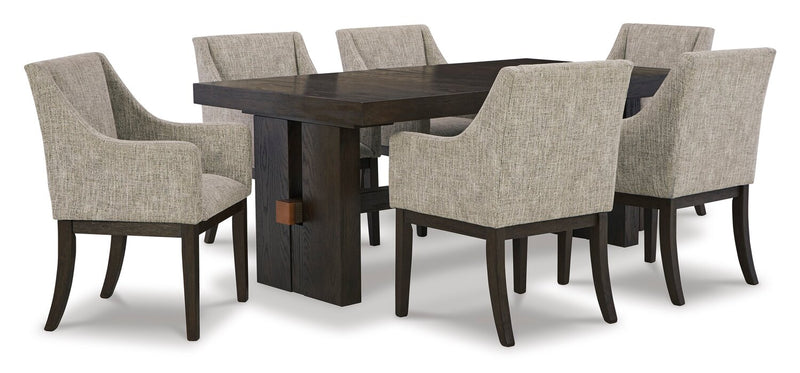 Metro Dining Arm Chair with Polyester Fabric - Beige & Brown