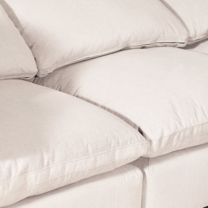 Eclipse Modular 4-Piece Linen-Look Fabric Pit Sofa Sectional with Reversible Feather Down Cushions - Linen White