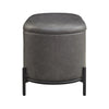 Victoria 18” Faux Leather Storage Ottoman with Metal Base – Charcoal | Pouf de rangement Victoria de 18 po en similicuir avec base en métal - anthracite