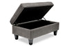Made in Canada Nofia 44" Chenille Fabric Storage Ottoman with Wood Legs - Charcoal Grey | Pouf de rangement Nofia de 44 po fabriqué au Canada en tissu de chenille avec pattes en bois - gris anthracite