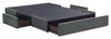 Amos Upholstered Storage Bed Base in Charcoal Fabric with 3 Built-in Drawers  - Full Size | Base de lit de rangement Amos rembourrée en tissu anthracite avec 3 tiroirs intégrés - format lit double