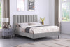 Amos Upholstered Platform Bed in Grey Fabric with Channelled Headboard - Full Size | Lit plateforme Amos rembourré en tissu gris avec tête de lit à canaux - format lit double