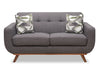 Kort & Co. Freeman 63" Linen-Look Fabric Loveseat with Wood Legs and Tufted Back Cushions - Charcoal Grey | Causeuse Freeman de Kort & Co. de 63 po en tissu d’apparence lin avec pattes en bois et coussins de dossier capitonnés - gris anthracite