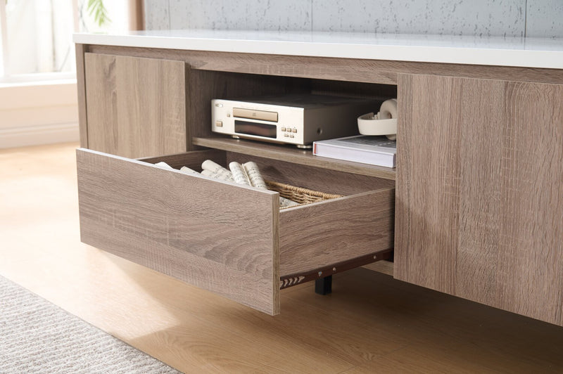 Carlton 58.25\" Modern TV Stand with Storage for TVs up to 65\"- Dark Taupe