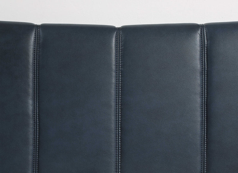 Paseo Platform Bed in Navy Vegan-Leather Fabric - Full Size