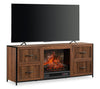 Harvin 54" Electric Fireplace TV Stand with Storage for TVs up to 60" – Brown Oak  |  Meuble pour téléviseur Harvin de 54 po avec foyer électrique et rangement pour téléviseurs jusqu’à 60 po - chêne brun