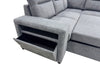 Coast 3-Piece Right-Facing Fabric Sleeper Sectional with Storage and Ottoman - Smoke | Sofa-lit sectionnel de droite Coast 3 pièces en tissu avec rangement et pouf - fumée