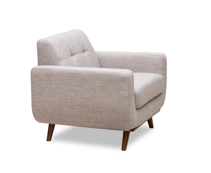 Kort & Co. Freeman 37\" Linen-Look Fabric Chair with Wood Legs and Tufted Back Cushion - Dove White